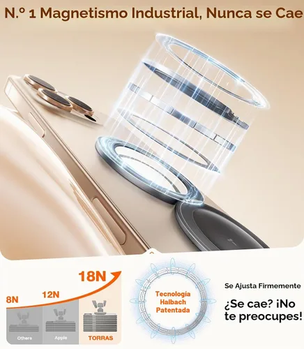Vista 5 de TORRAS Soporte magnético para teléfono, cómodo anillo de silicona, compatible con accesorios MagSafe, soporte 4 en 1 para iPhone 17 Pro Max 16 15 14