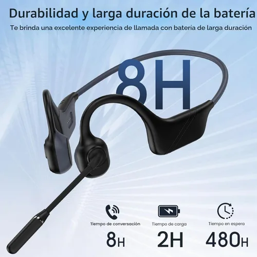 Vista 7 de Meetings - Auriculares abiertos con micrófono giratorio con cancelación de ruido, conducción ósea Bluetooth 5.4 con silencio de un solo toque