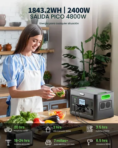 Vista 7 de Generador solar portátil de la central eléctrica 2400W para el uso Negro&verde