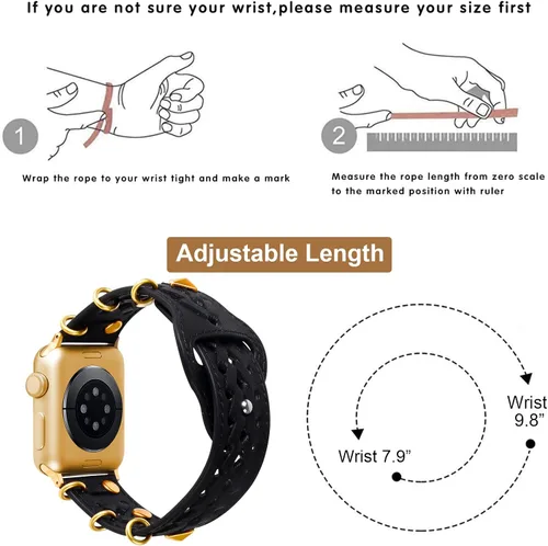 Vista 6 de VIQIV Correa de cuero compatible con Apple Watch Band 1.929 in 1.772 in 1.732 in 1.654 in 1.614 in 1.575 in 1.496 in Series Ultra SE 9 8 7 6 5 4 3 2