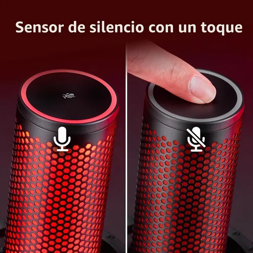 Vista 3 de HyperX QuadCast 2 - Micrófono USB para juegos, transmisión y podcasting, con controles integrados, iluminación LED, soporte de choque extraíble, PC