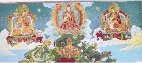 Vista 2 de Bordado de seda tibetano Thangka budismo Shri Devi Budista Protector Tangka Yoga Budista Tapiz Colgante de pared Arte de pared Decoración del hogar