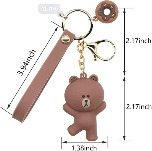 Vista 2 de MEIPEL Lindo llavero Kawaii marrón accesorios de dibujos animados Anime Cony Sally Bear llavero mochila regalo para mujeres hombres