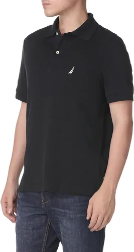 Vista 2 de Nautica Polo de algodón suave liso de manga corta para hombre