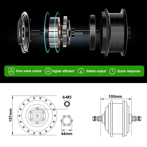 Vista 2 de Yose Power - Kit de conversión de bicicleta eléctrica impermeable de 500 W con batería de 48 V 13 Ah para cassette/rueda libre de 26 pulgadas, rueda
