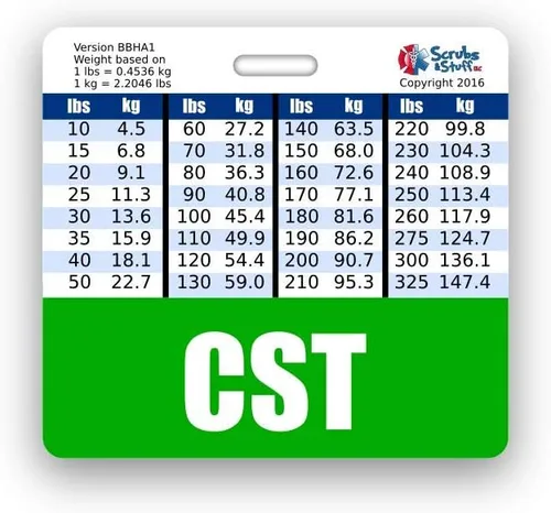 Vista 14 de CST Badge Buddy - Tablas de conversión horizontales con altura y peso (estándar, negro)