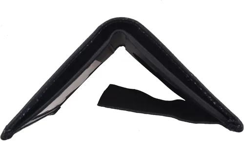 Vista 6 de Marshal Cartera de cuero genuino RFID delgada y delgada para identificación con tarjetero ovalado para tarjetas de identificación, Negro