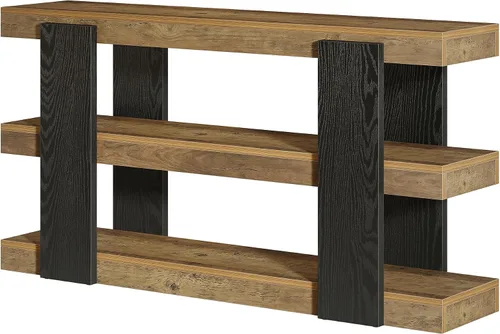 Vista 9 de Tribesigns Mesa consola de 63 pulgadas de largo, mesa de entrada de 3 niveles con almacenamiento, mesas de madera de granja detrás del sofá