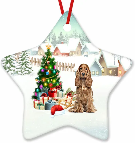 Vista 35 de Prezzy Airedale Terrier - Adorno para decoración de árbol de Navidad, regalos lindos para amantes de los perros, para familiares y amigos, nuevo