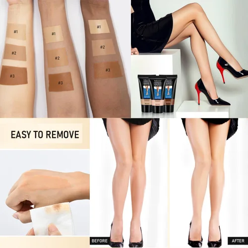 Vista 12 de Maquillaje de piernas impermeable sin transferencia, corrector corporal de cobertura completa para piernas, crema para cubrir venas, tono de piel