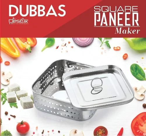 Vista 7 de Dubbas - Paneer Maker cuadrado, prensa de paneer india de acero inoxidable/prensa de tofu/molde Paneer - Tamaño 5.25 pulgadas de ancho x 5.25