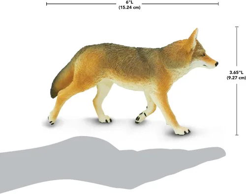 Vista 3 de Safari Ltd. Figura de juguete Coyote – Figura detallada de plástico de 6.5 pulgadas – Divertido juguete educativo para niños, niñas y niños a partir