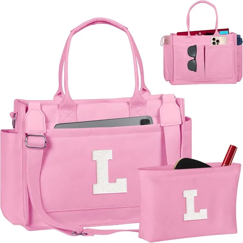 Vista 114 de Easter Basket Stuffers, Initial Tote Bag with Makeup Bag, Birthday Gifts for Women, Teen Girl Gifts Trendy Stuff