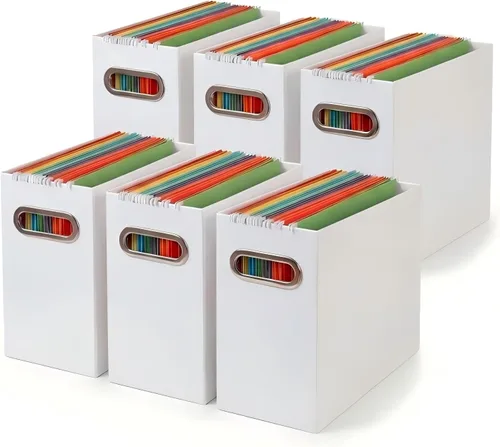 Vista 20 de Caja organizadora de archivos plegable con asa, 12.20 x 5.11 x 9.84 pulgadas, organizador de archivos para el hogar u oficina, pequeña caja de Negro