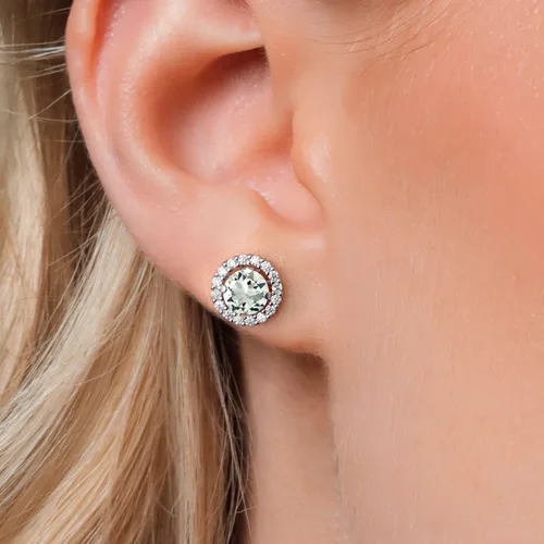 Vista 170 de Gem Stone King Aretes redondos de plata de ley 925 de 0.236 in con piedra natal extraíble para mujer