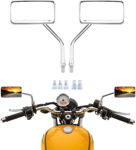 Vista 8 de JMTBNO Espejos universales negros para motocicleta de 0.315 in y 0.394 in, espejo lateral plegable compatible con Cruiser Suzuki Honda Victory ATV