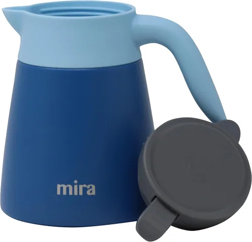 Vista 2 de MIRA Servidor de jarra de café aislado, dispensador de café de acero inoxidable, 27 onzas, azul rey