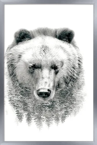 Vista 8 de Trends International Póster de pared de oso - árboles, 14.725 x 22.375 pulgadas, versión enmarcada de madera de granero