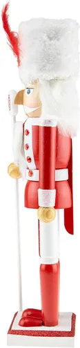 Vista 3 de Clever Creations Red Candyman - Cascanueces de madera tradicional de 15 pulgadas, decoración navideña festiva para estantes y mesas