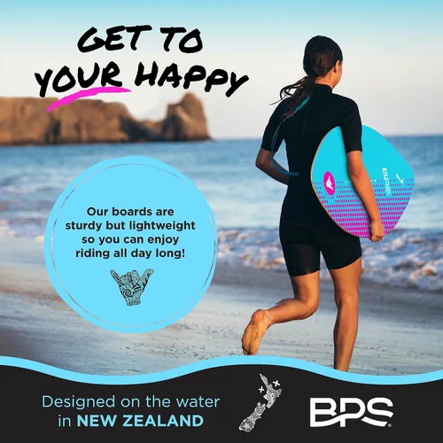 Vista 6 de BPS Skimboard 'Shaka' de Nueva Zelanda con almohadillas de agarre EVA de colores y capa transparente de alto brillo tablas de madera para aventuras