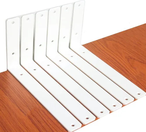 Vista 56 de Paquete de 2 soportes de estante en L de 6 pulgadas de largo x 4 pulgadas de alto x 1.5 pulgadas de ancho, 5 mm de grosor, soportes de estante