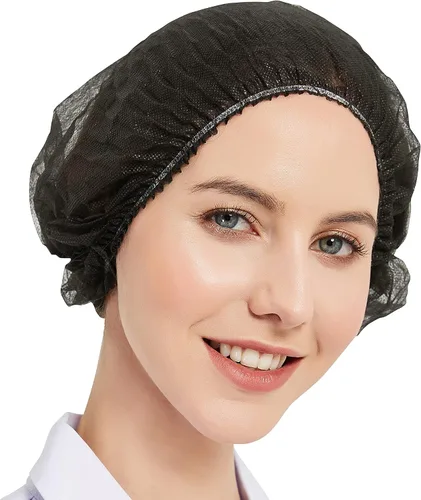 Vista 14 de ProtectX Paquete de 100 redes desechables negras para el cabello, cubierta elástica para la cabeza, gorras Bouffant, cubierta de cabeza