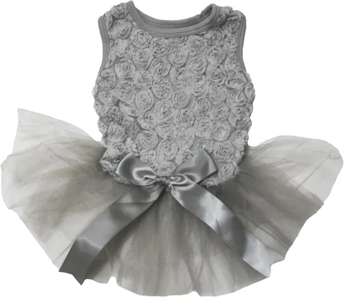 Vista 2 de Petitebella Vestido para perro cachorro tutú con camisa floral de tul (beige, talla S)