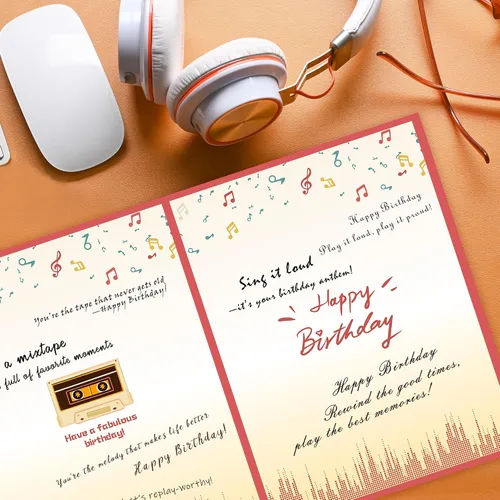 Vista 4 de Decoraciones retro para fiestas de cumpleaños, suministros de cartón para firma, cinta de casete, libro de invitados alternativo para niñas y niños