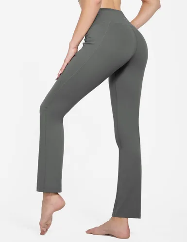 Vista 2 de BALEAF Pantalones de yoga con bolsillos para mujer de 29 pulgadas 32 pulgadas, pierna recta, cintura alta, pantalones de entrenamiento casuales