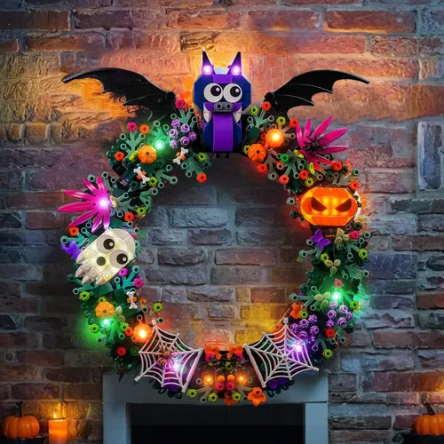Vista 2 de LocoLee Kit de luces compatible con Lego 40825 Halloween Wreath – No solo el modelo, accesorios de iluminación LED compatibles con Lego 40825