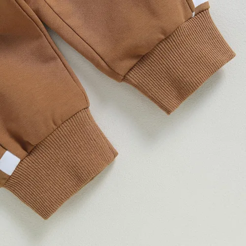 Vista 146 de Ropa de bebé niño 3 6 9 12 18 24M 3T Conjunto de pantalones con capucha patchwork sudadera con capucha pantalones de rayas traje de otoño invierno