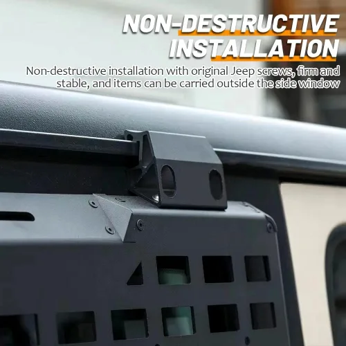 Vista 6 de FURYENGRAVER Kit de panel lateral MOLLE para ventana trasera con almacenamiento, decoración protectora para la ventana trasera para Jeep Wrangler