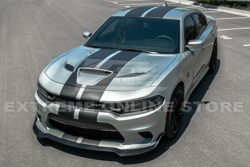 Vista 2 de Repuesto para Dodge Charger 2015 SRT Style 3 piezas parachoques delantero inferior divisor de labio (plástico ABS - negro plano)