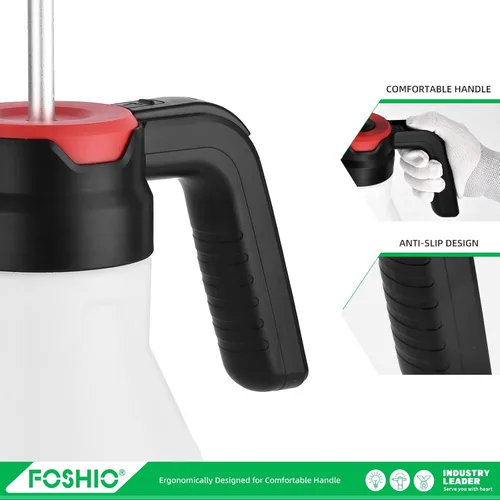 Vista 7 de FOSHIO Pulverizador de bomba de jardín de 0.4 galones, bomba de mano portátil de 1.5L, botellas de pulverización de agua a presión con boquilla