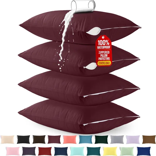 Vista 19 de Utopia Bedding Protector de almohada impermeable, con cremallera, paquete de 2, beige, estándar, funda de almohada a prueba de chinches, de 20 x 26