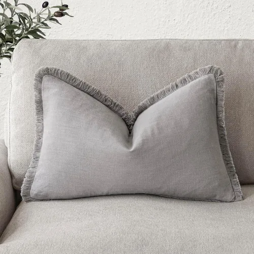 Vista 56 de Foindtower Fundas de almohada decorativas de lino con flecos, acogedora funda de cojín bohemia estilo farmhouse con borlas, funda de almohada