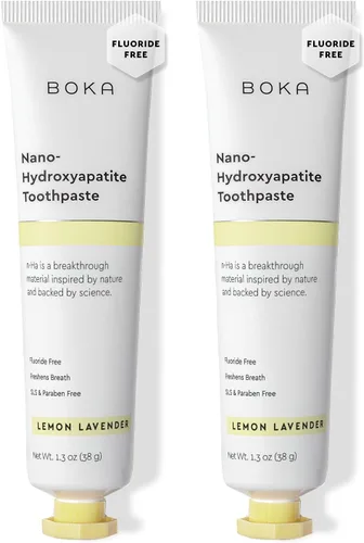 Vista 15 de Boka Pasta de dientes sin flúor, pasta de dientes nano hidroxiapatita, adecuada para dientes sensibles, para adultos y niños, sabor a lavanda limón