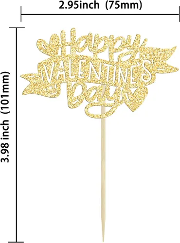 Vista 2 de Ephlyn 24 adornos para cupcakes con purpurina para el día de San Valentín, dulce amor, corazón, día de San Valentín, decoración para cupcakes