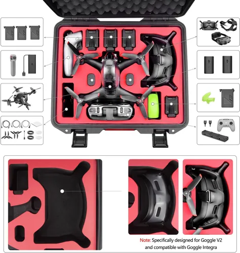 Vista 3 de FPVtosky Funda profesional para DJI FPV resistente al agua para combo de dron DJI FPV lentes V2 controlador de movimiento y otros accesorios