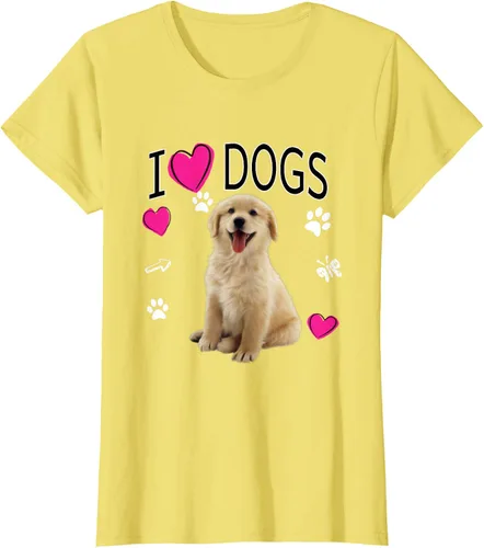 Vista 71 de Camiseta I Love Dogs - Camiseta Golden Labrador retriever, Azul Negro