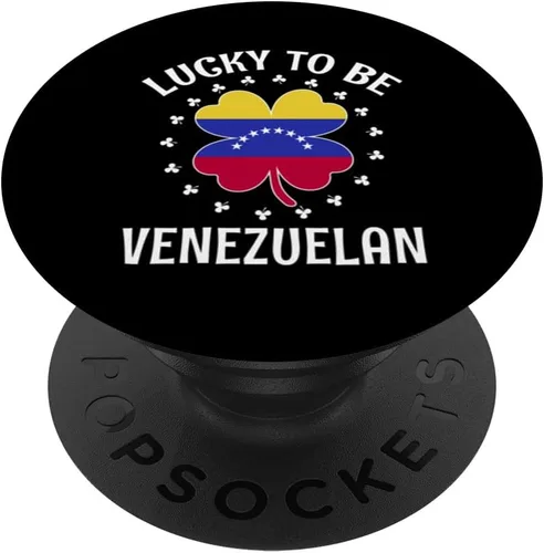 Vista 6 de Lucky To Be Venezuelan Shamrock Proud Venezuela Roots PopSockets MagSafe PopGrip for iPhone