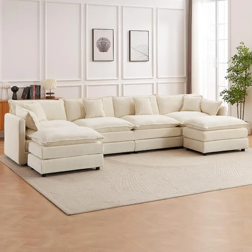 Vista 21 de Sofá modular seccional, juego de sofá en forma de L de 77 pulgadas con reposabrazos, cómodos sofás de nube de 2 plazas para sala de estar