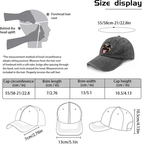 Vista 3 de Caps Pug Dog Baseball Caps for Men Vintage Caps Adjustable