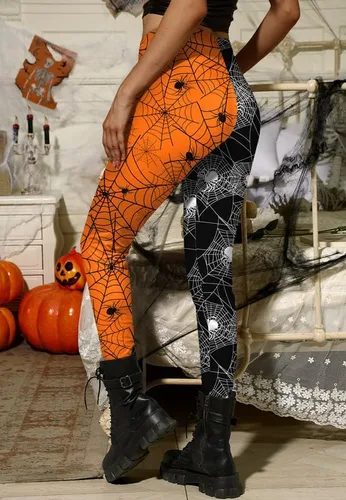 Vista 4 de Spadehill - Leggings de Halloween para mujer, pantalones elásticos con estampados divertidos