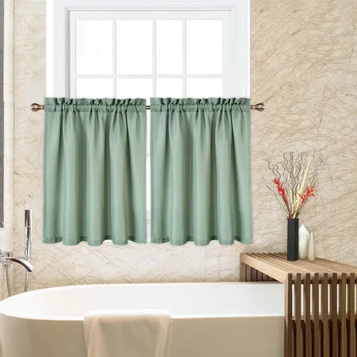 Vista 33 de CAROMIO - Cortina para cocina, cortina texturizada, cortinas para ventana de baño, varios tamaños