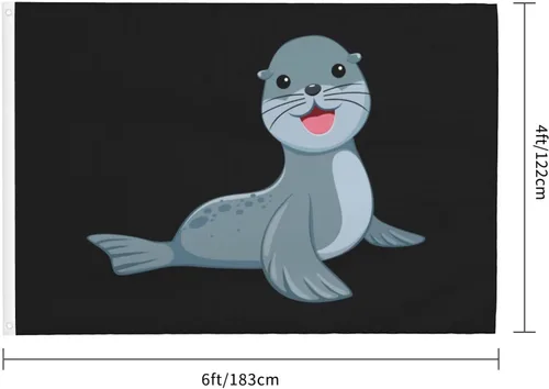 Vista 5 de Cute Sea Lion Flag 4x6 Ft Double Sided Flag Durable Outdoor Flags Patio Banners Indoor Decorative Flag Funny Flags 4by6 Flags
