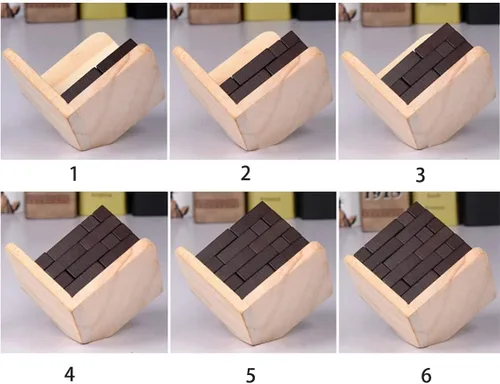 Vista 5 de Rompecabezas de madera para el cerebro de madera, rompecabezas de madera en forma de T, geométrico, intelectual, rompecabezas de cubo de lógica