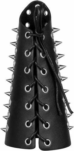 Vista 4 de Jeilwiy Pulsera de guante de cuero, brazaletes medievales, muñequera vikinga, caballero LARP, brazos vikingos, disfraz renacentista