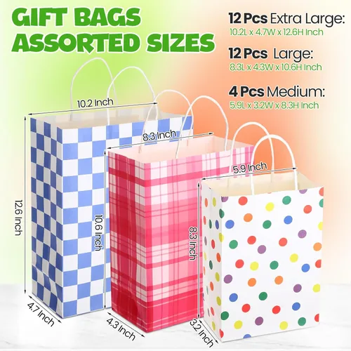 Vista 2 de Tenceur 28 bolsas de regalo de varios tamaños, bolsas de regalo de papel a granel, bolsa de favor de fiesta con asa para bodas, día de San Valentín