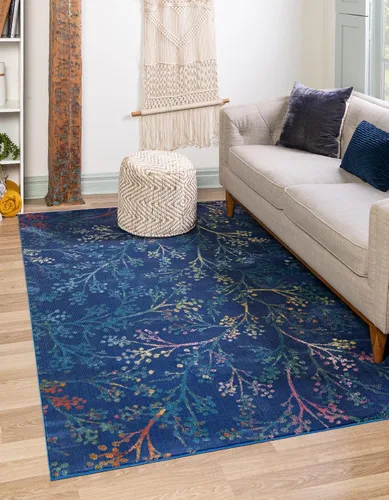 Vista 11 de Unique Loom Blossom Collection - Alfombra de área Yoshino (2' x 3' 1", rectangular, azul/verde)
